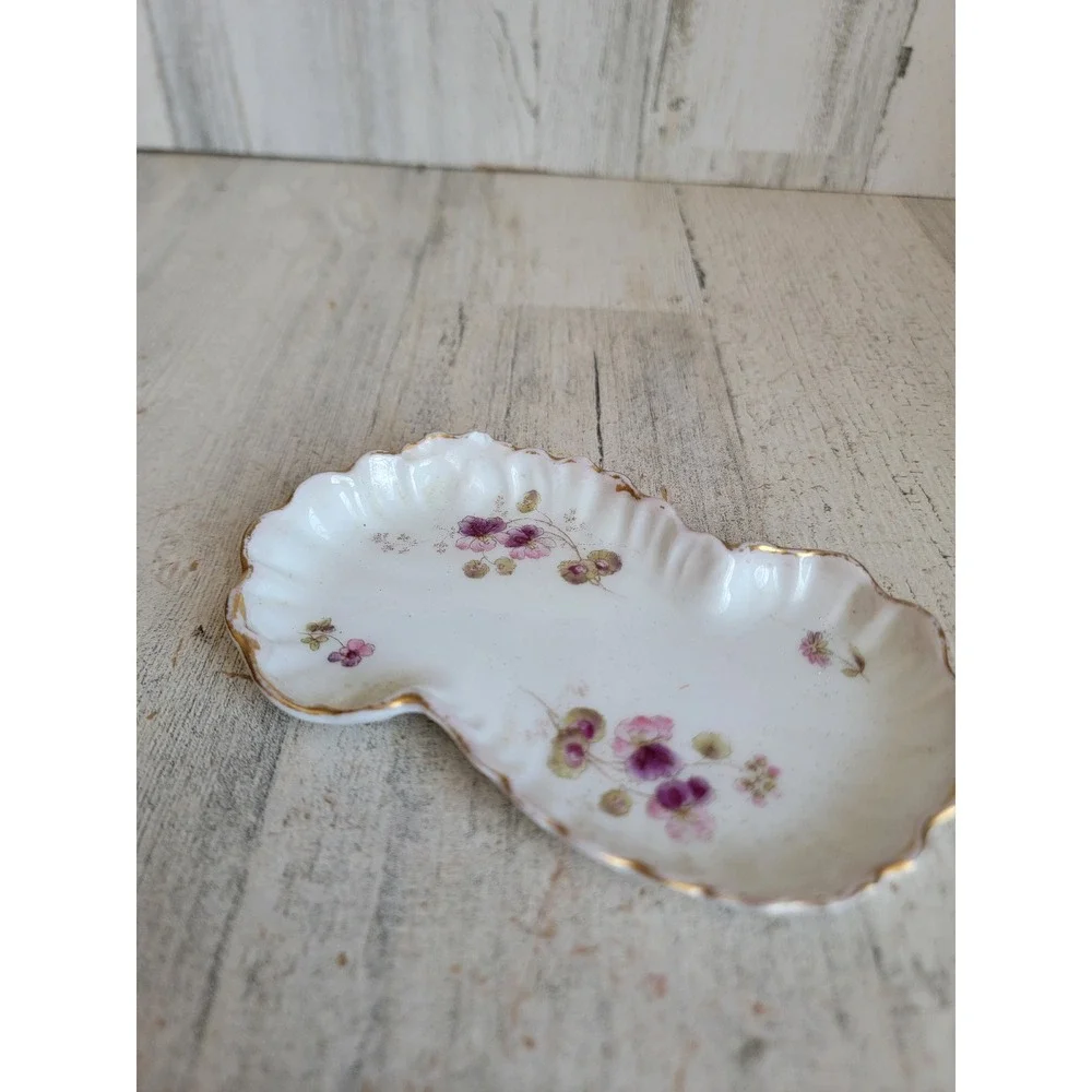 Vintage French floral trinket tray pink flower unique home‎ decor